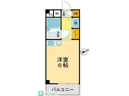 アカンサスシティーハイム(ワンルーム/2階)の間取り写真