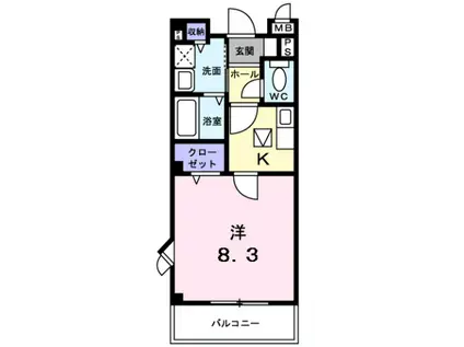 ステイションランドナガタキ(1K/1階)の間取り写真