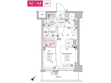 BPRレジデンスMOTOMACHI BAY SIDE(1DK/3階)の間取り写真