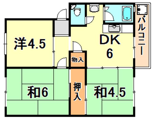 神陵台特別1号棟(3DK/5階)の間取り写真