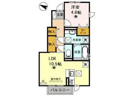 PLACIDO A(1LDK/1階)の間取り写真