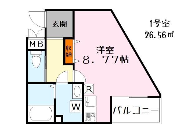 ビエノス野村(ワンルーム/2階)の間取り写真