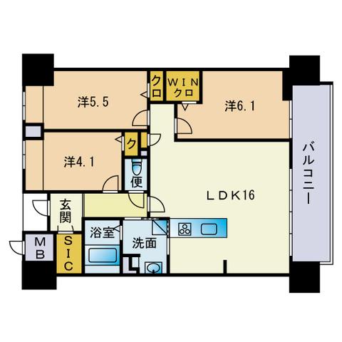 パティオスタイル照葉(3LDK/12階)の間取り写真
