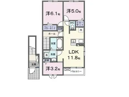 メロディTF(3LDK/2階)の間取り写真