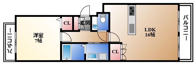 タムラハイツ東山(1LDK/4階)の間取り写真