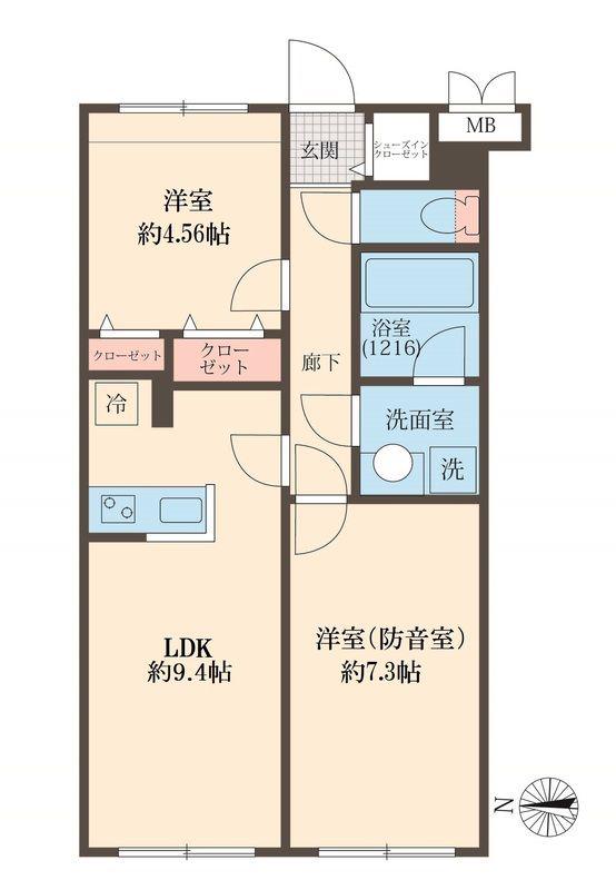 LIBERTE沼袋(2LDK/1階)の間取り写真