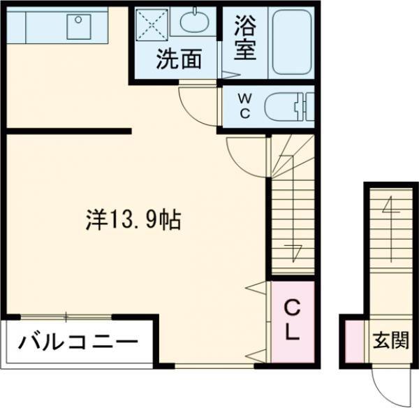 エスポワールT VIII(ワンルーム/2階)の間取り写真