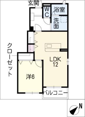 グレイトII(1LDK/1階)の間取り写真