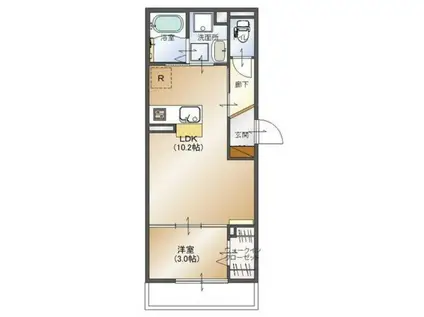 ラルジュ II(1LDK/3階)の間取り写真