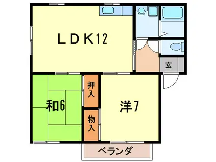 阪急神戸線 西宮北口駅 徒歩11分 2階建 築28年(2LDK/1階)の間取り写真