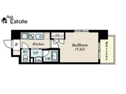 レーベスト平安(1K/7階)の間取り写真