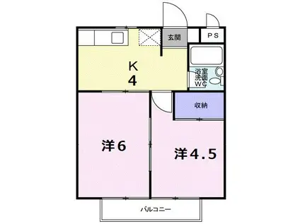 Aカントリーハイツ(2K/2階)の間取り写真