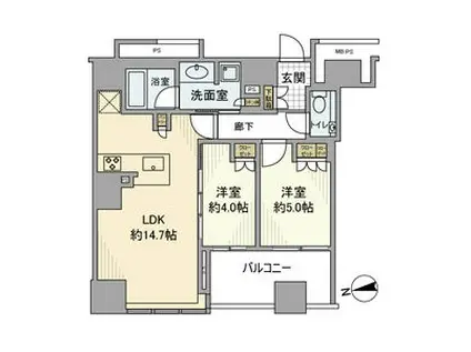 クラッシィタワー新宿御苑(2LDK/9階)の間取り写真