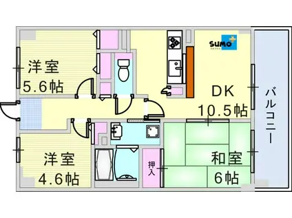 学園シティコート(3DK/9階)の間取り写真