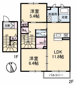 クレール(2LDK/2階)の間取り写真