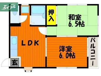 プチハウス(2LDK/1階)の間取り写真