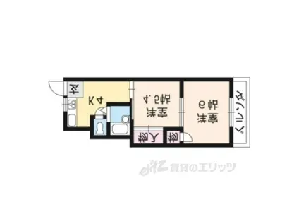 ラメール2(1K/2階)の間取り写真