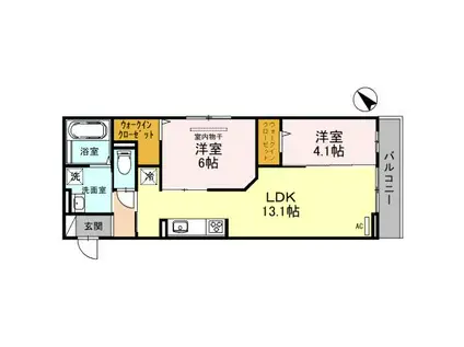 フォンテーヌ(2LDK/2階)の間取り写真
