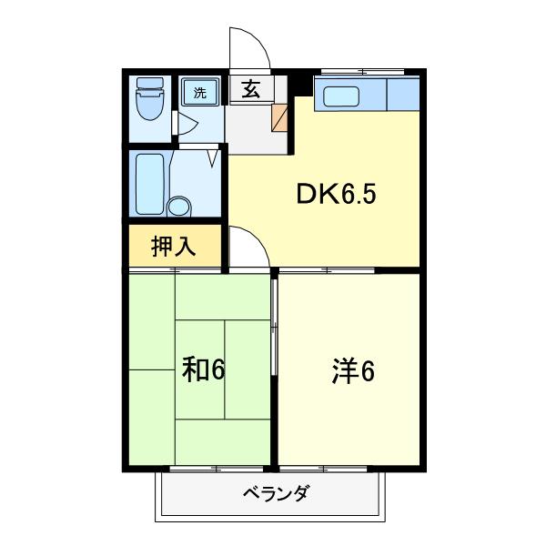 エステートピアアマガイ(2DK/2階)の間取り写真