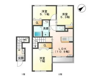 マリアージュIII(3LDK/2階)の間取り写真