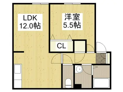 グランディール(1LDK/1階)の間取り写真