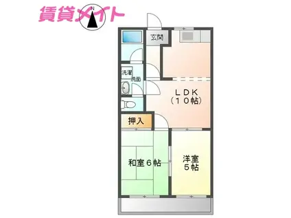 コーポパーシモンII(2LDK/2階)の間取り写真