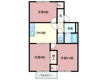 ファミールD(3DK/1階)の間取り写真