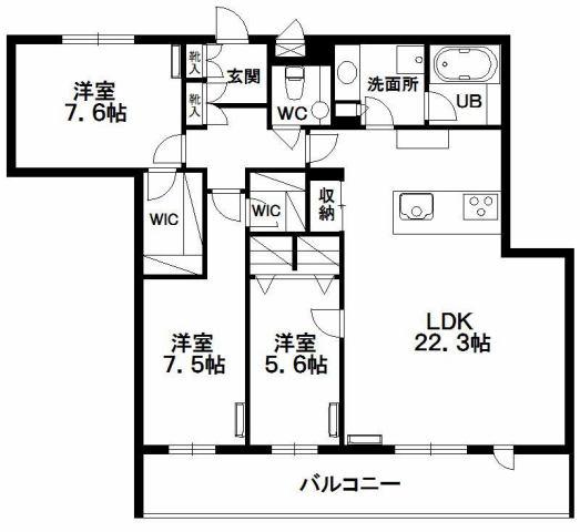 ヒルズレジデンシャルS12(3LDK/3階)の間取り写真