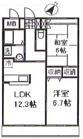 ミニヨンフルールAWA(2LDK/3階)の間取り写真