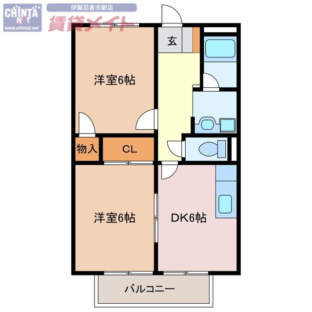SURPLUSTE2(2DK/1階)の間取り写真