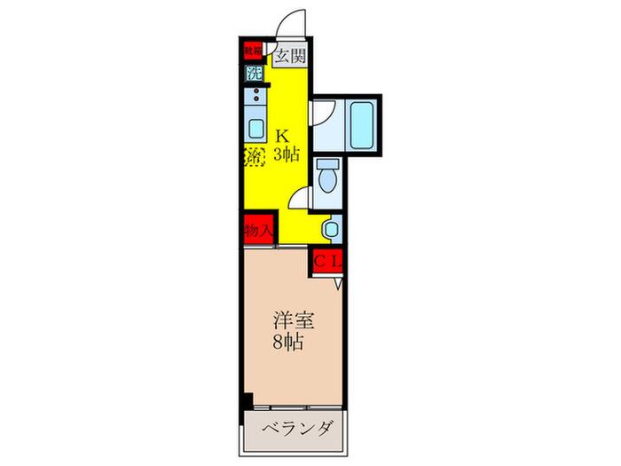山仁サツキハイツⅡ(1K/3階)の間取り写真