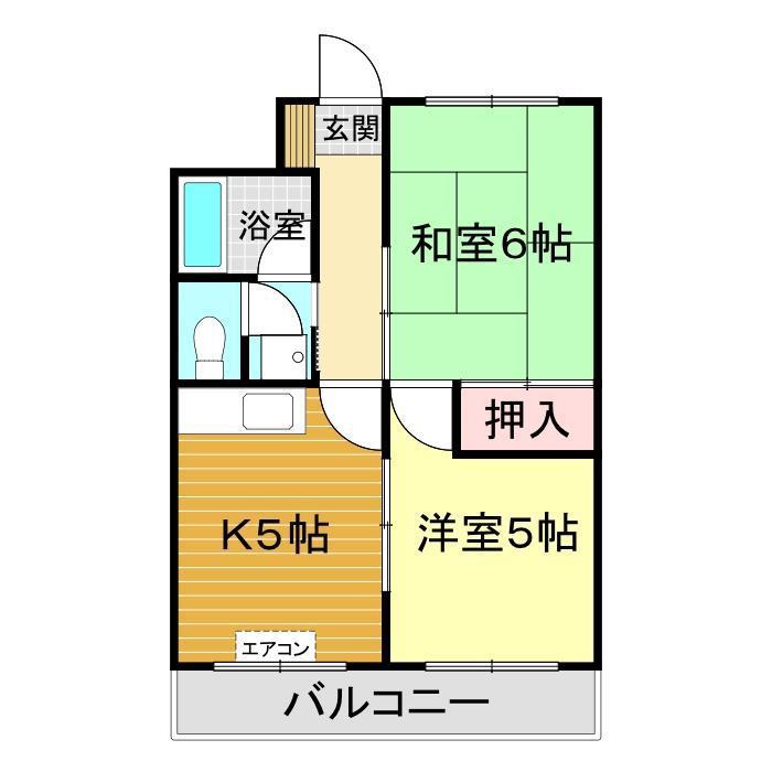 サウスハンプトン(2K/1階)の間取り写真