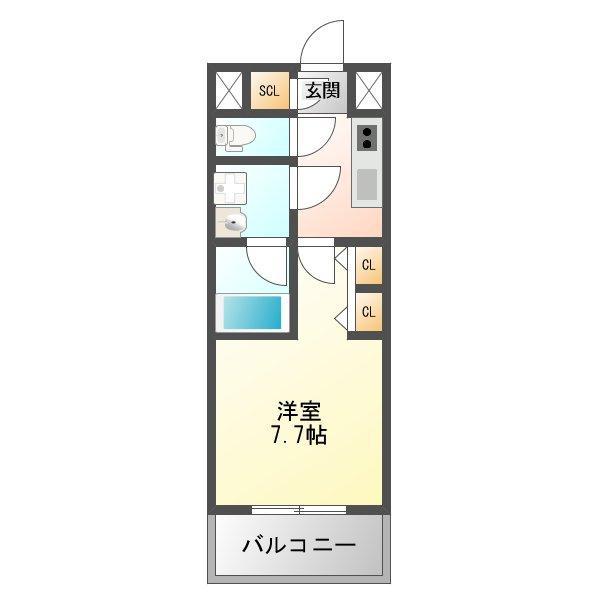 スプランディッド三国I(1K/8階)の間取り写真