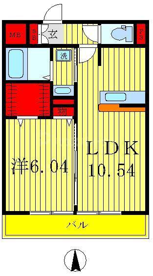 セジュール西新井(1LDK/1階)の間取り写真