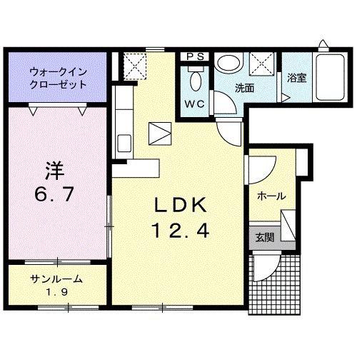 コントレール大和八木(1LDK/1階)の間取り写真