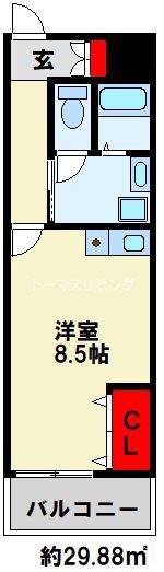 プランドールMK小倉(ワンルーム/3階)の間取り写真