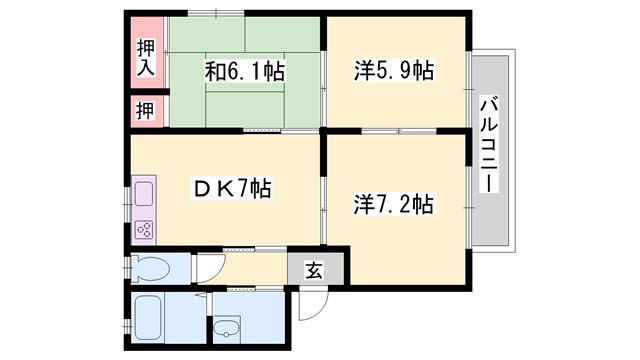 シャーメゾン寿 八番館(3DK/2階)の間取り写真