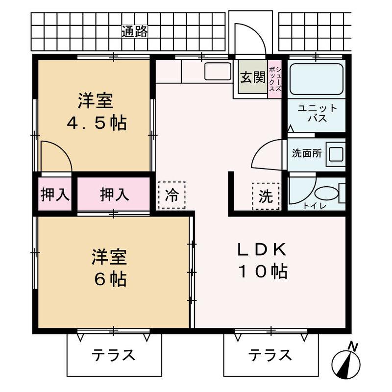 ネオハイツ中島(2LDK/2階)の間取り写真
