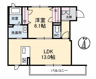 SUN VILLAGE(1LDK/2階)の間取り写真