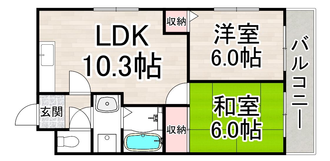 ハイツ大武(2LDK/3階)の間取り写真