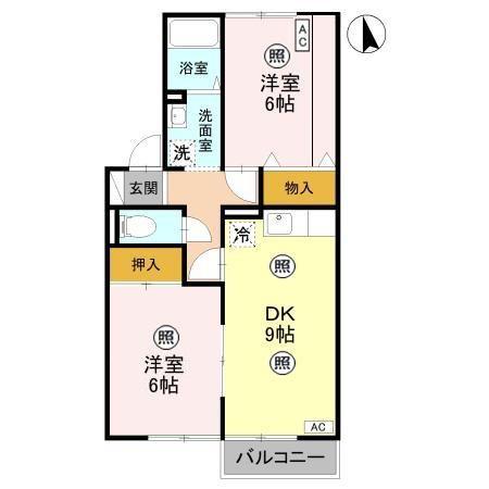 セジュール石原B(2DK/2階)の間取り写真