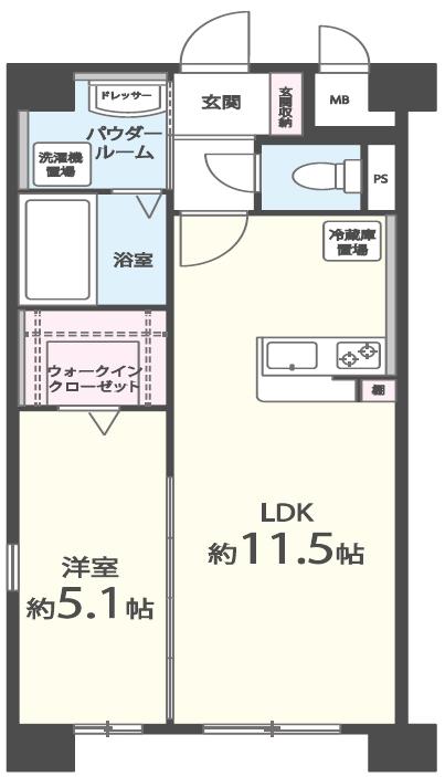 M.Rレジデンス博多(1LDK/2階)の間取り写真