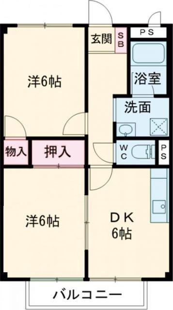 SURPLUSTE2(2DK/1階)の間取り写真