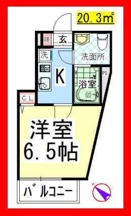 AF 相武台1丁目共同(1K/2階)の間取り写真