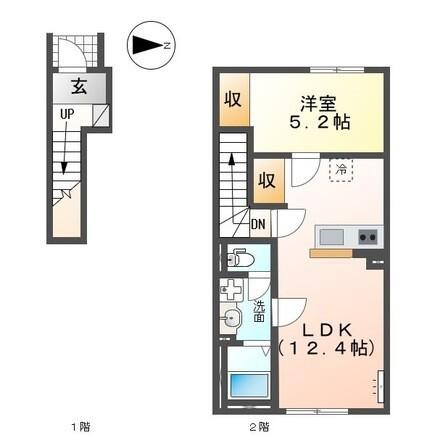 リバーヒルズ平井(1LDK/2階)の間取り写真