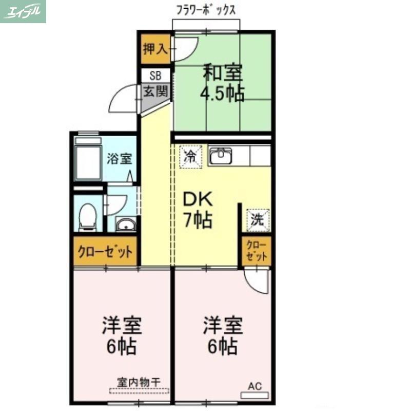 パレーシャル藤原A(3DK/1階)の間取り写真