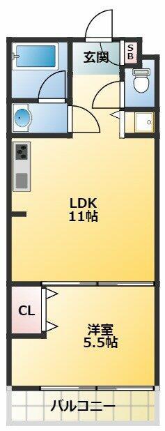 パティオ市谷(1LDK/1階)の間取り写真