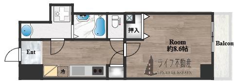 エグゼ大阪城東(1K/4階)の間取り写真
