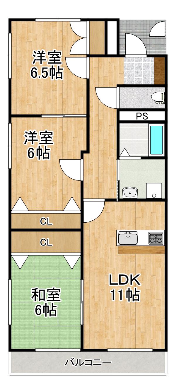 ローズマリー(3LDK/3階)の間取り写真