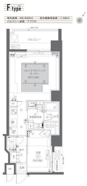 ズーム日本橋蛎殻町(1LDK/2階)の間取り写真